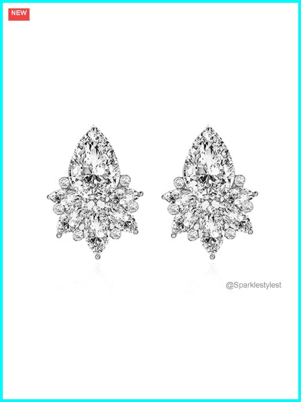 Rhinestone Crystal Cluster Drop Earrings Art Deco Stainless Steel